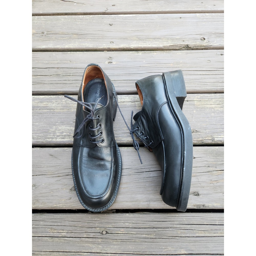 Vintage Banana Republic Apron Toe Oxford Shoes Black Leather Made in Italy 11 D
